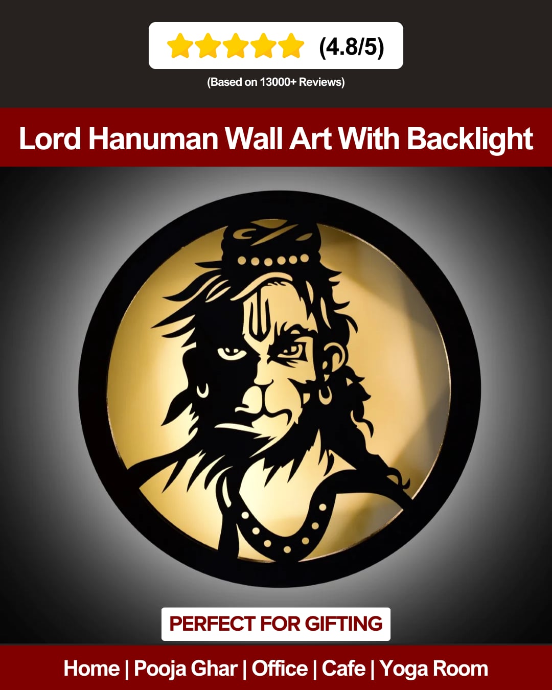Bajrang Bali-Hanuman LED Wall Decor Light