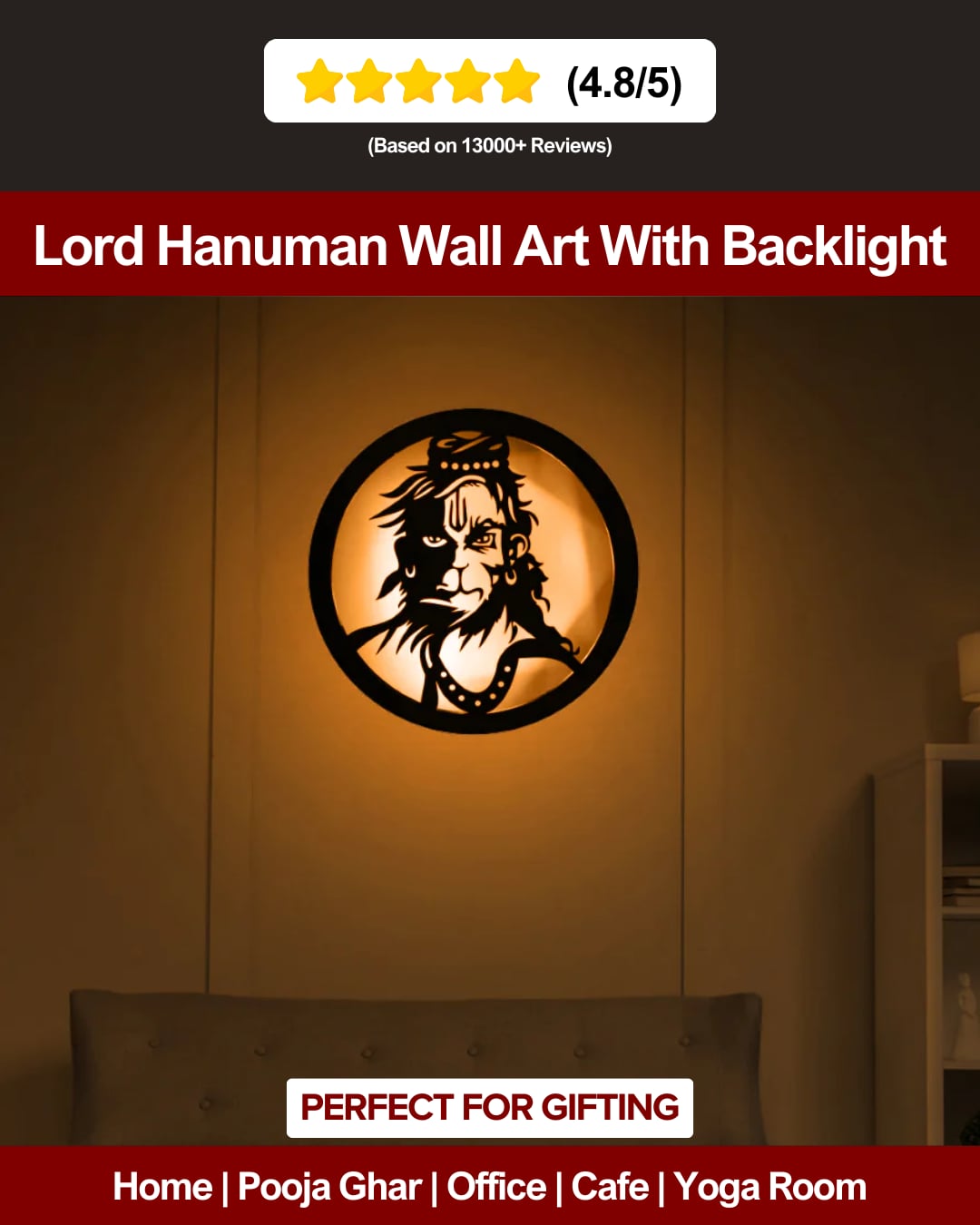 Bajrang Bali-Hanuman LED Wall Decor Light